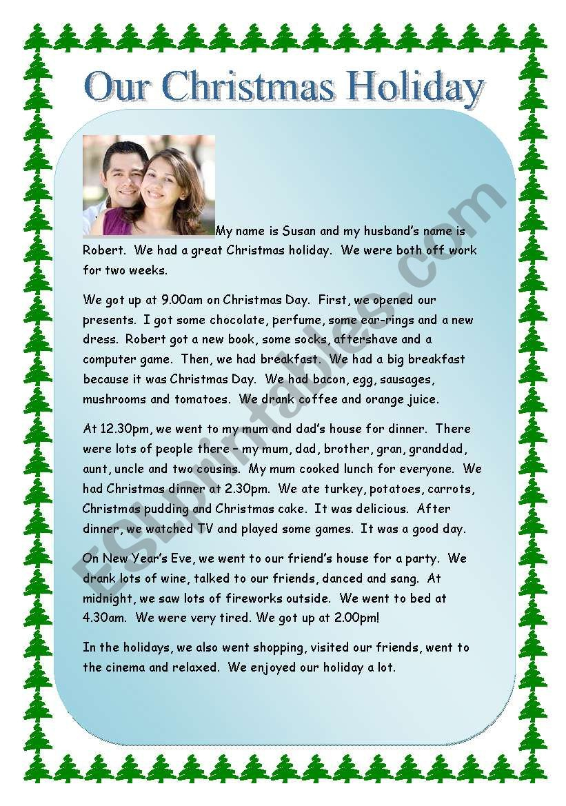 Reading - My Christmas Holiday - Esl Worksheetkaz76 regarding My Christmas Holiday Worksheets
