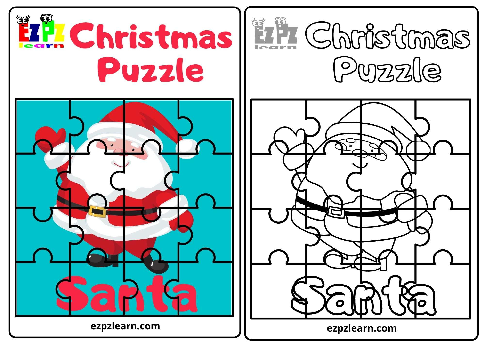 Santa Christmas Puzzle Hard - Ezpzlearn with Christmas Puzzle Worksheets Printable