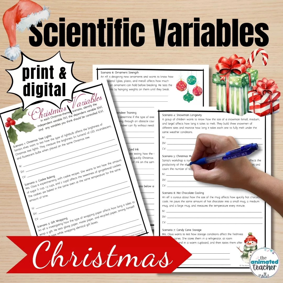 Science Christmas Worksheets Variables Printable And Digital within Christmas Chemistry Worksheets Answers