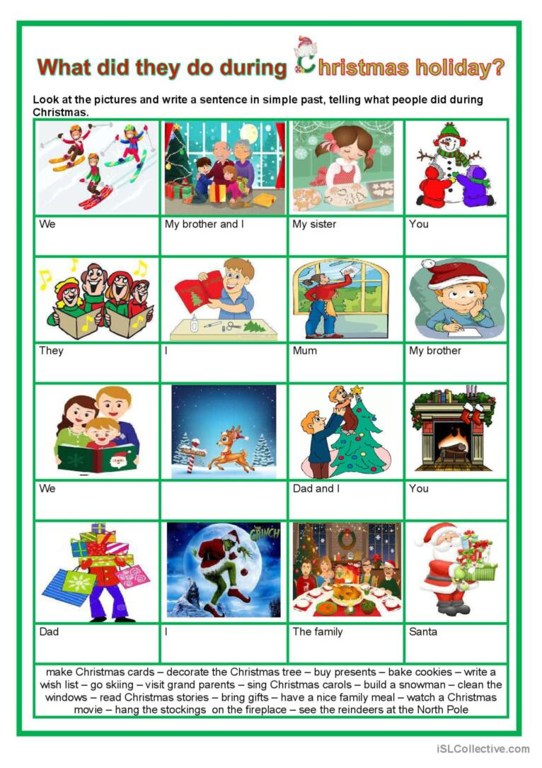 Simple Past - What Did They Do Durin…: English Esl Worksheets Pdf inside What I Did Over Christmas Break Worksheets