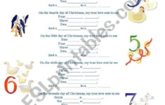 Song The Twelve Days Of Christmas - Esl Worksheetnickhk intended for Twelve Days of Christmas Worksheets