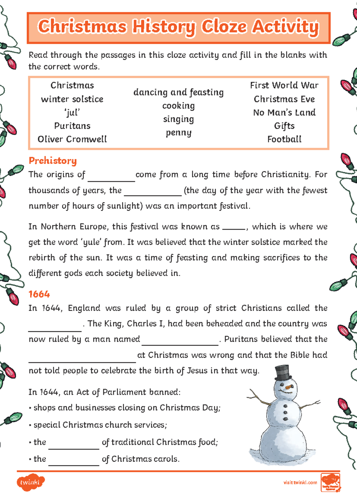 T-Tp-1637156348-Christmas-History-Cloze-Activity-Worksheet - Studocu pertaining to Christmas Cloze Worksheets Answers