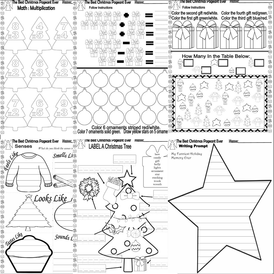 The Best Christmas Pageant Ever Novel Chapter Book Study Companion with Best Christmas Pageant Ever Worksheets Free