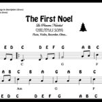 The First Noel Christmas Notes Sheet Music For Flute Violin Oboe Voice Easy  Carol Song Inside First Letter Of Christmas Carols Worksheets