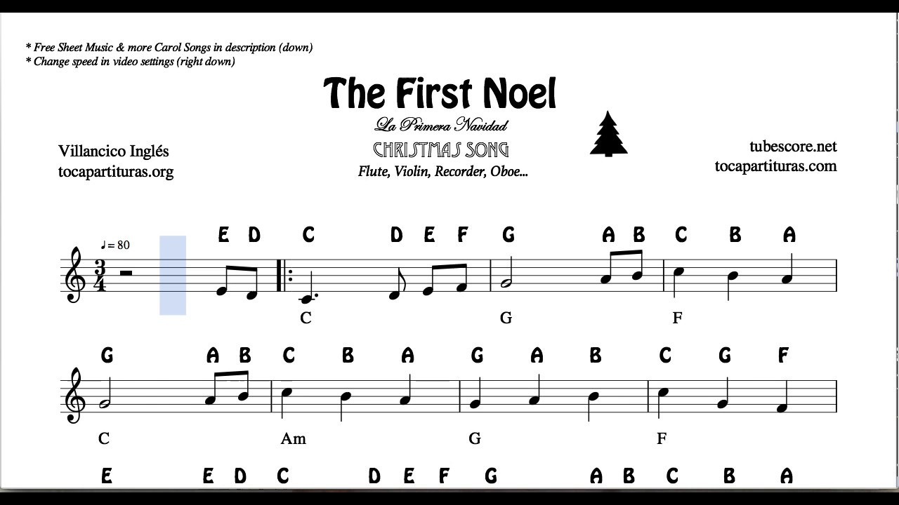 The First Noel Christmas Notes Sheet Music For Flute Violin Oboe Voice Easy  Carol Song inside First Letter Of Christmas Carols Worksheets