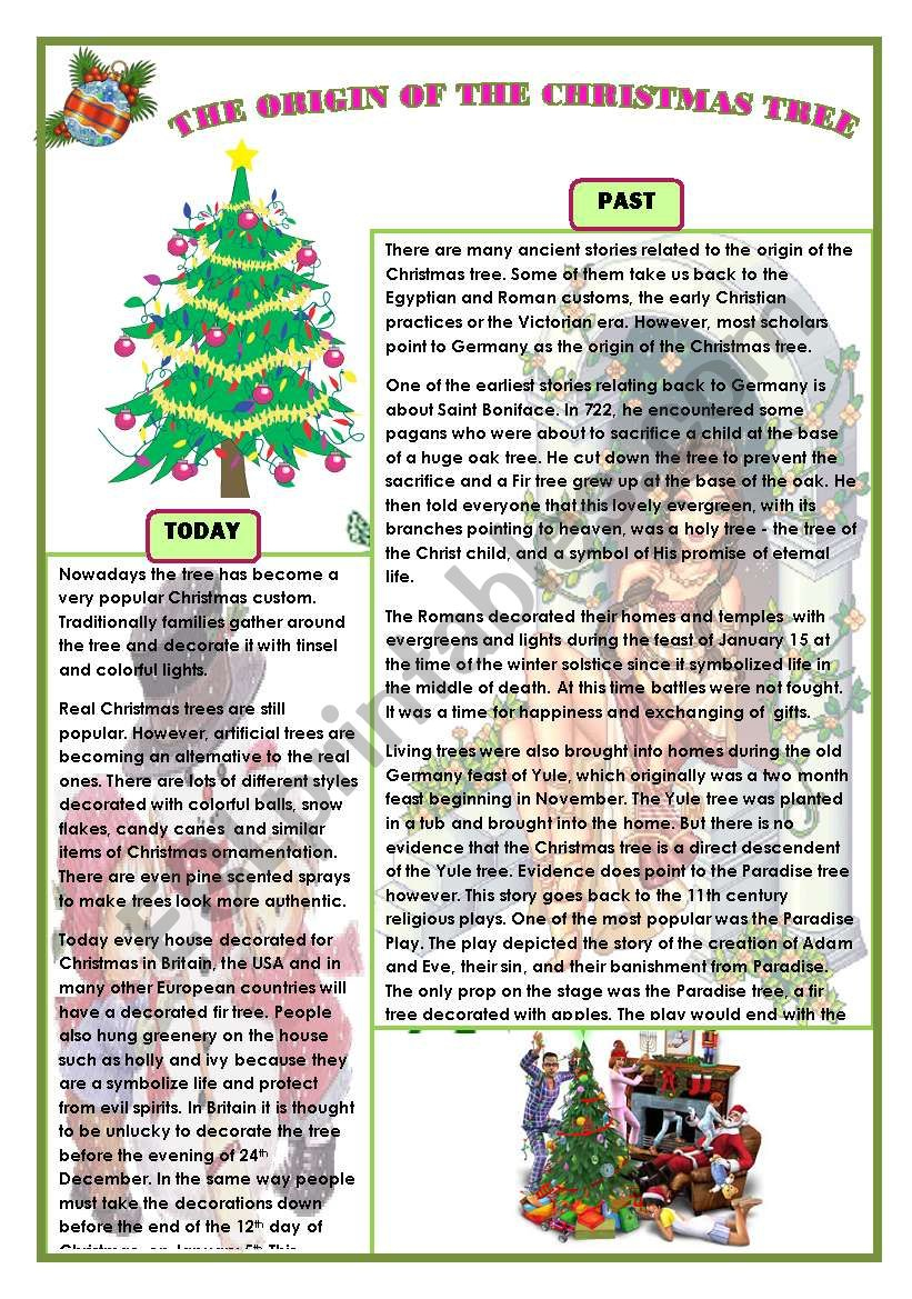 The Origin Of The Christmas Tree - Esl Worksheetanaisvi for History of the Christmas Tree Worksheets