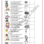 The Twelve Days Of Christmas   Esl Worksheetcarotte Inside 12 Days Of Christmas Worksheets Answers