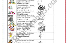 The Twelve Days Of Christmas - Esl Worksheetcarotte inside 12 Days Of Christmas Worksheets Answers