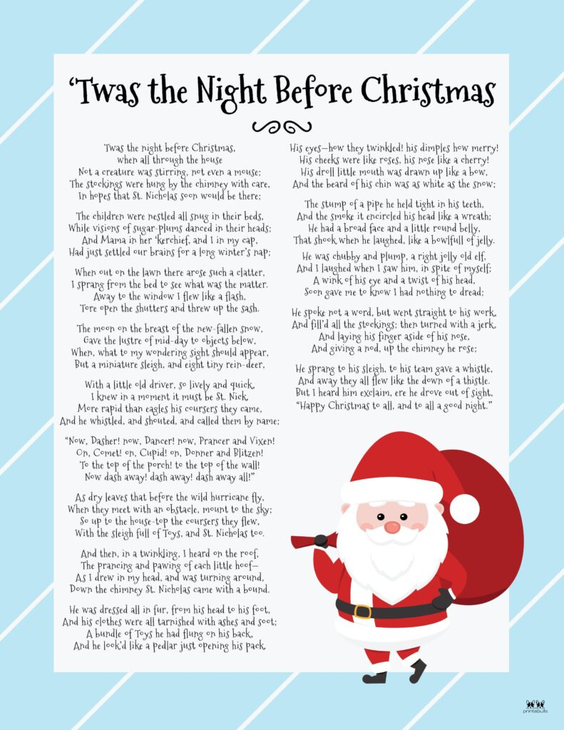Twas The Night Before Christmas Printables | Printabulls with regard to Twas the Night Before Christmas Worksheets Free