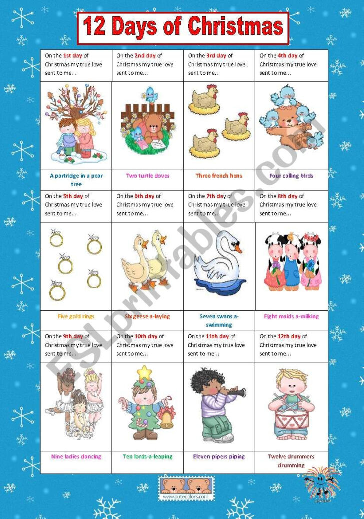 The Twelve Days of Christmas Worksheets