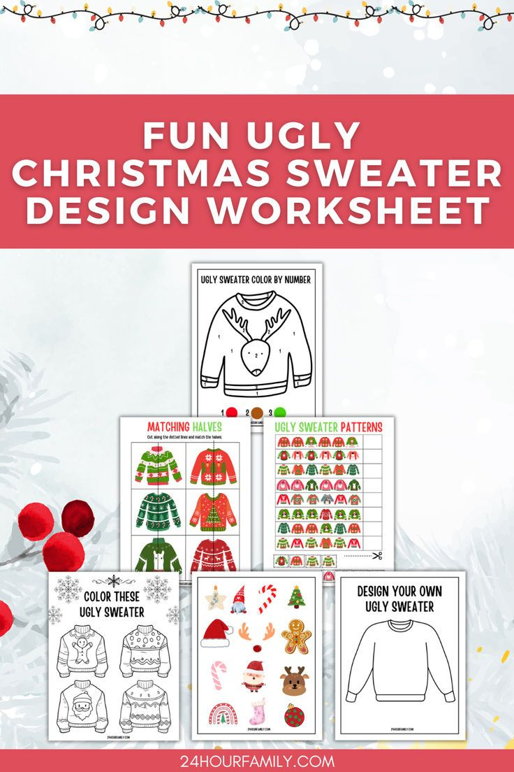 Ugly Sweater Worksheets (Free Printables) in Design An Ugly Christmas Sweater Worksheets