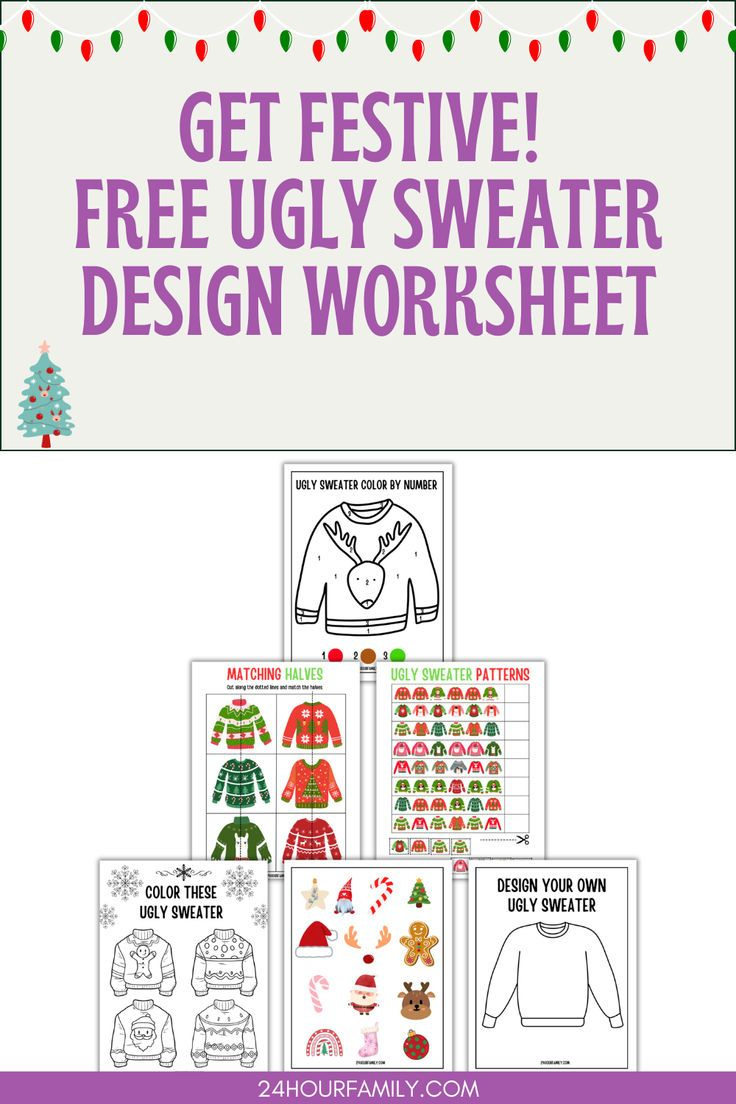 Ugly Sweater Worksheets (Free Printables) inside Ugly Christmas Sweater Worksheets