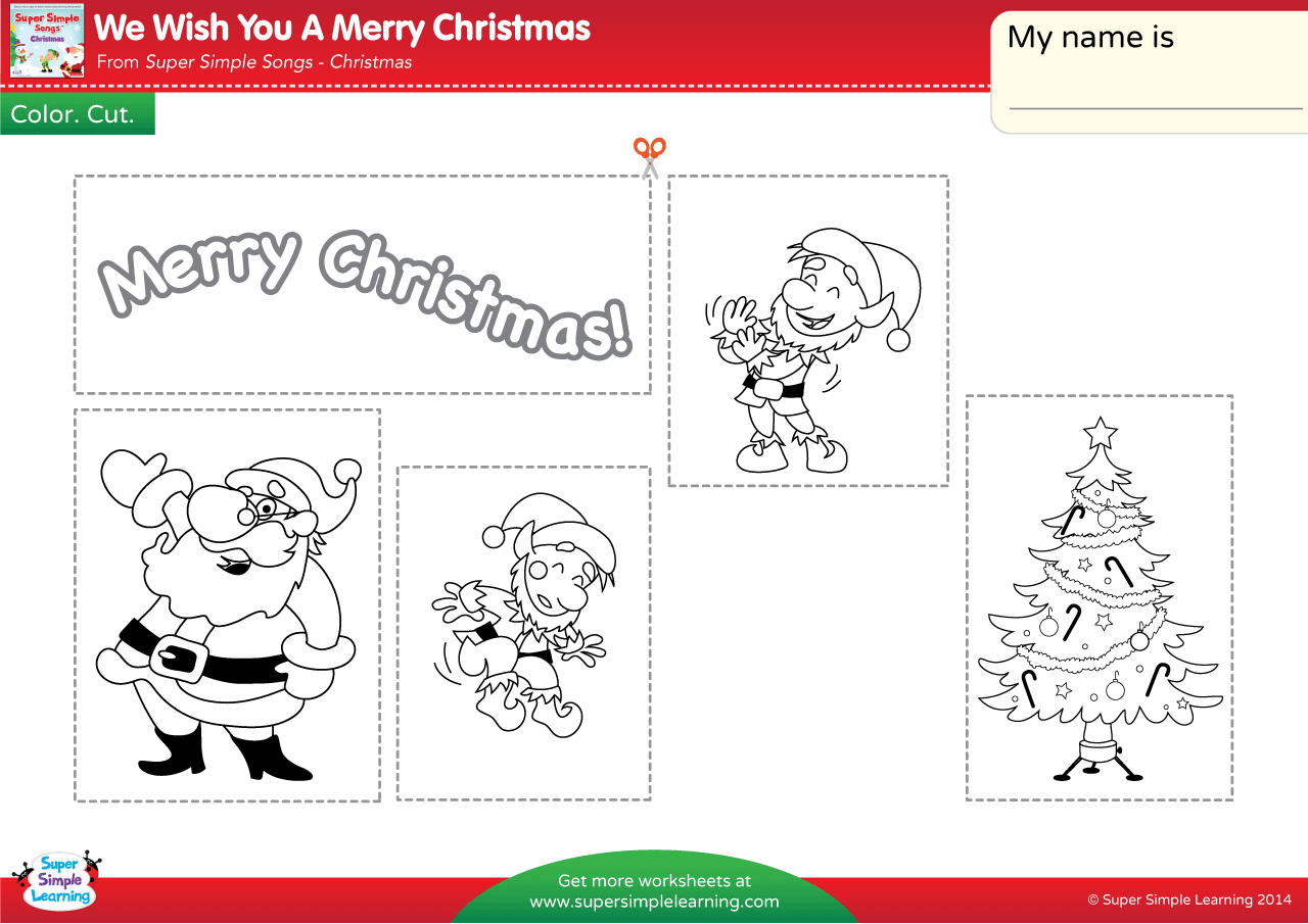 We Wish You A Merry Christmas Worksheet - Color, Cut, &amp;amp; Paste in Color Cut And Paste Christmas Worksheets