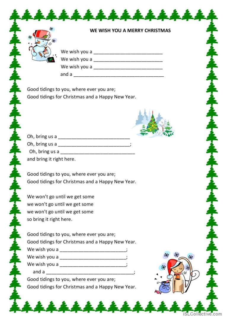 We Wish You A Merry Christmass Ga…: English Esl Worksheets Pdf &amp;amp; Doc with We Wish You A Merry Christmas Worksheets