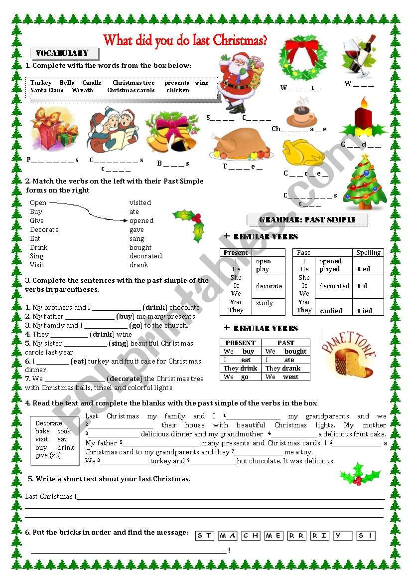 What Did You Do Last Christmas? - Esl Worksheetbomberito throughout What I Did Over Christmas Break Worksheets