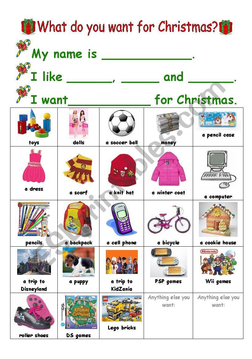 What Do You Want For Christmas? - Esl Worksheetvivienliuwei for What I Want For Christmas Worksheets