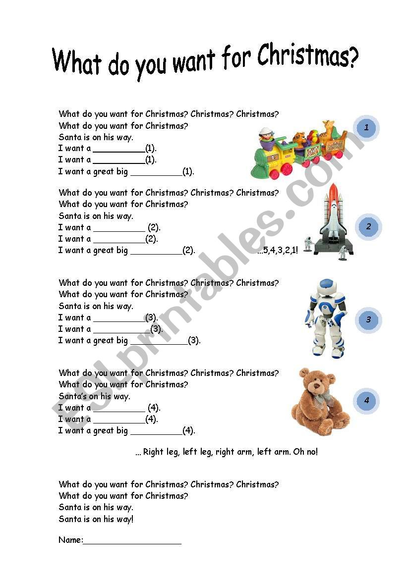 What Do You Want For Christmas Lyrics - Esl Worksheetpiskisnins throughout What I Want For Christmas Worksheets