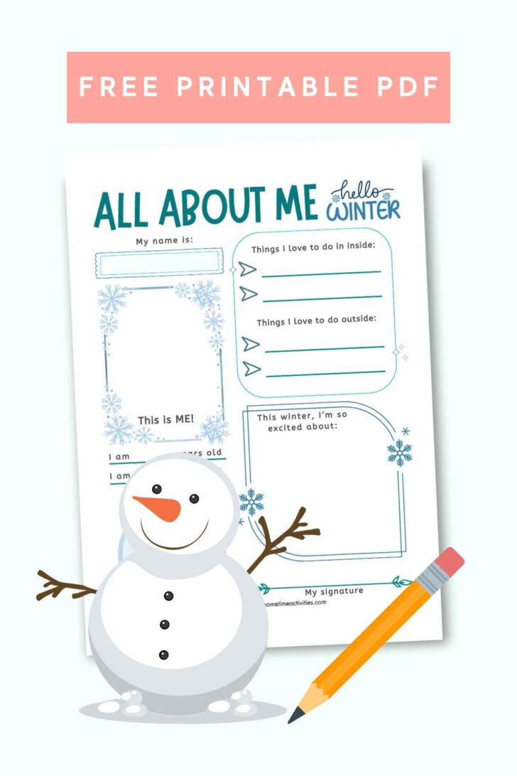 Free Printable All About Me Christmas Worksheets