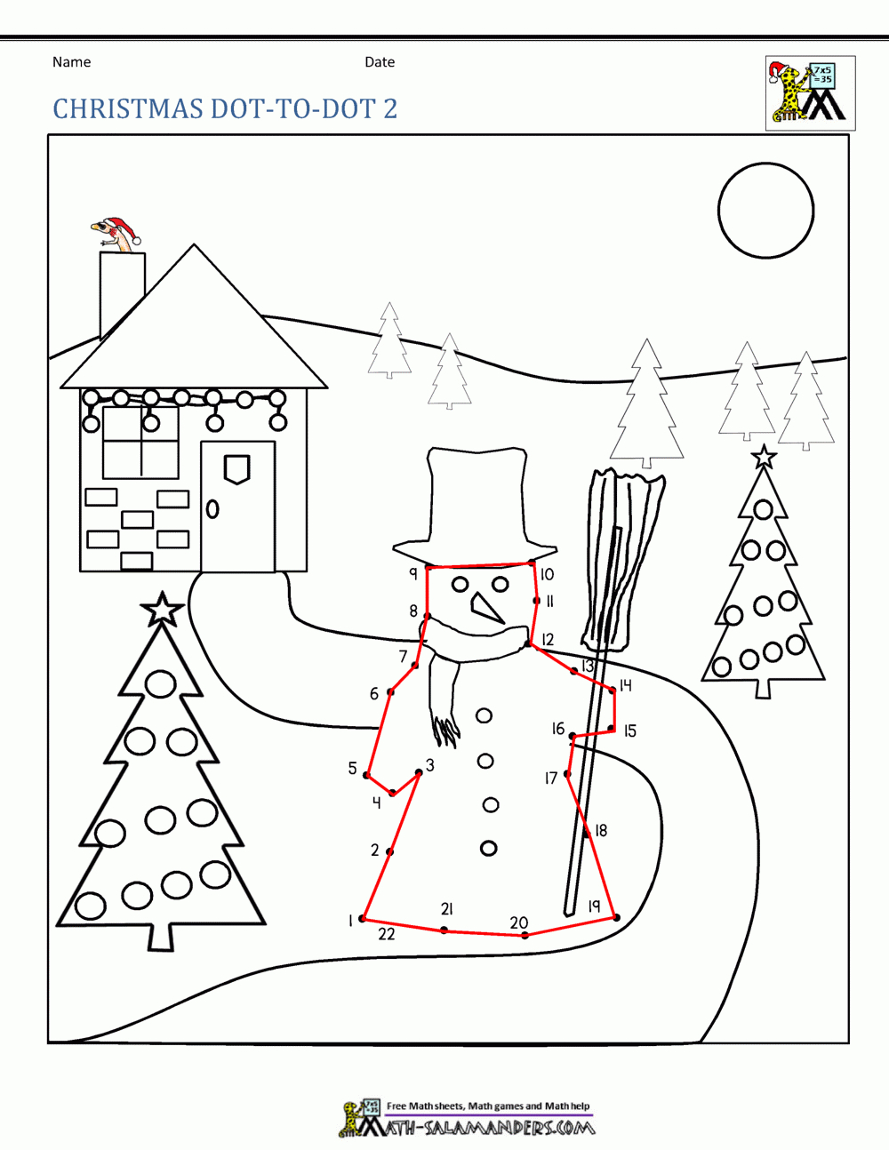 Winter Dot To Dot with regard to Dot To Dot Christmas Worksheets