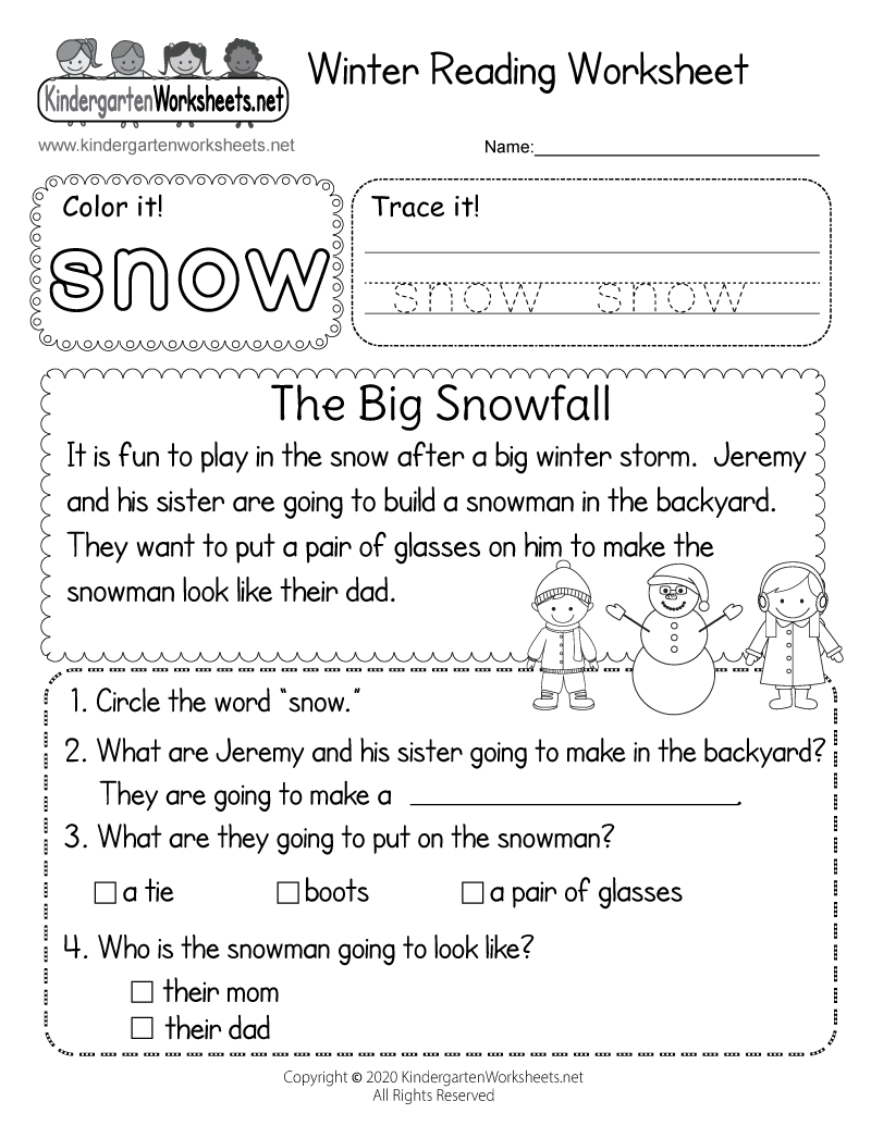 Winter Reading Worksheet - Free Printable, Digital, &amp;amp; Pdf with Christmas Reading Comprehension Worksheets Kindergarten