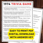 1974 Quizspiel, 50. Geburtstag Partyspiel, Sofortiger Digitaler For The American President Movie Worksheet Answers