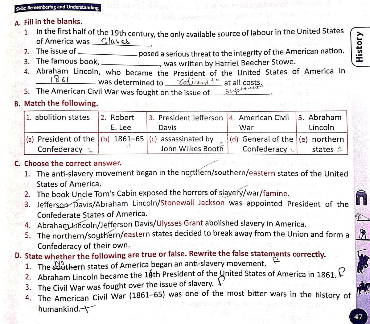 A. Fill In The Blanks. In The First Half Of The 19Th Century, The within Presidency Fill-In Worksheet Answers