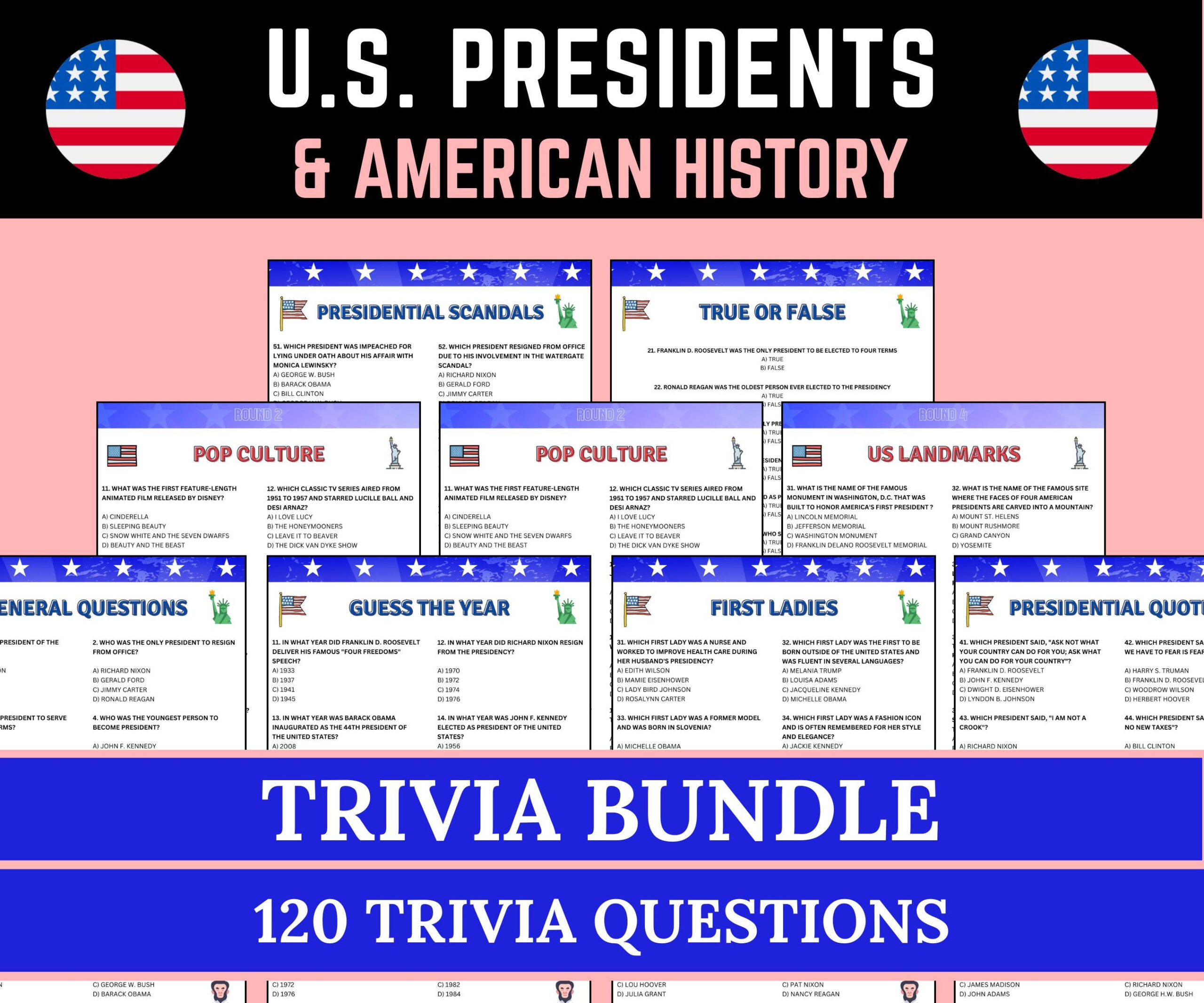 American History Trivia &amp;amp; Us Presidential Trivia Bundle | Usa Game within History Channel the Presidents Worksheet