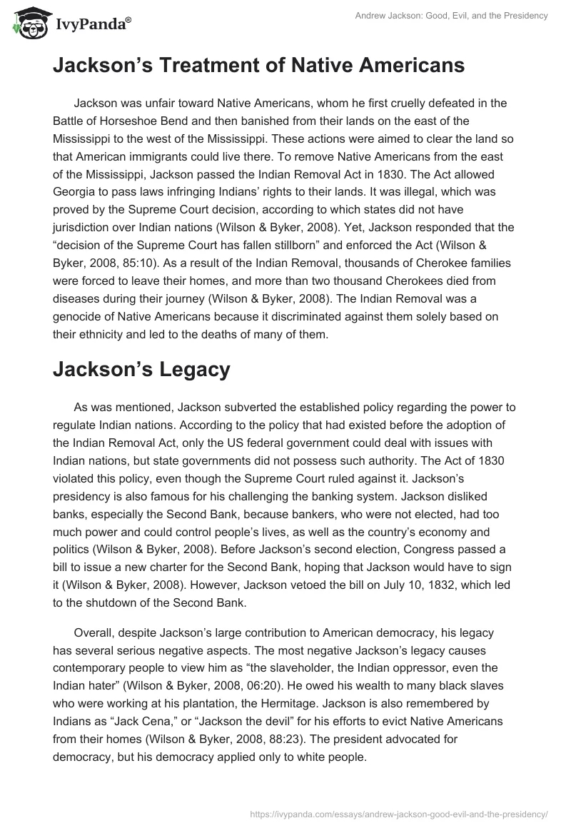 Andrew Jackson, Good, Evil, And The Presidency - 955 Words with Andrew Jackson Good Evil And The Presidency Worksheet Answers