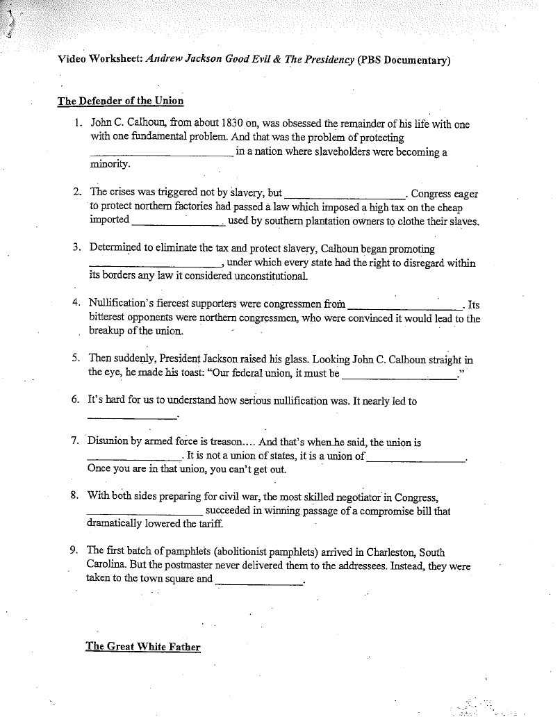 Andrew Jackson: President Biography And Assessment | The Common in Andrew Jackson Good Evil And The Presidency Worksheet Answers