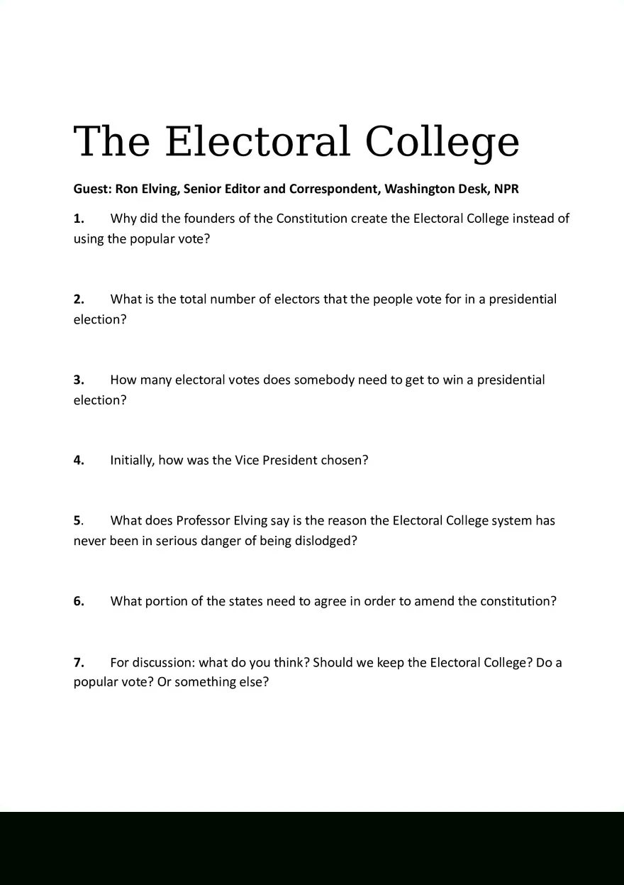 Electoral College Worksheet | High School - Edubirdie within Popular Vs President Worksheet