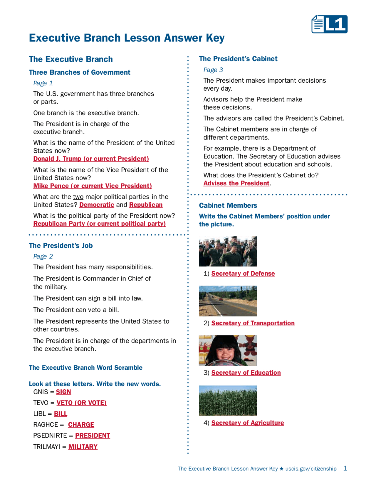 Executive Branch Worksheet Answer Key | Exercises Local Government in The President&amp;#039;S Cabinet Executive Branch Departments Worksheet Answers