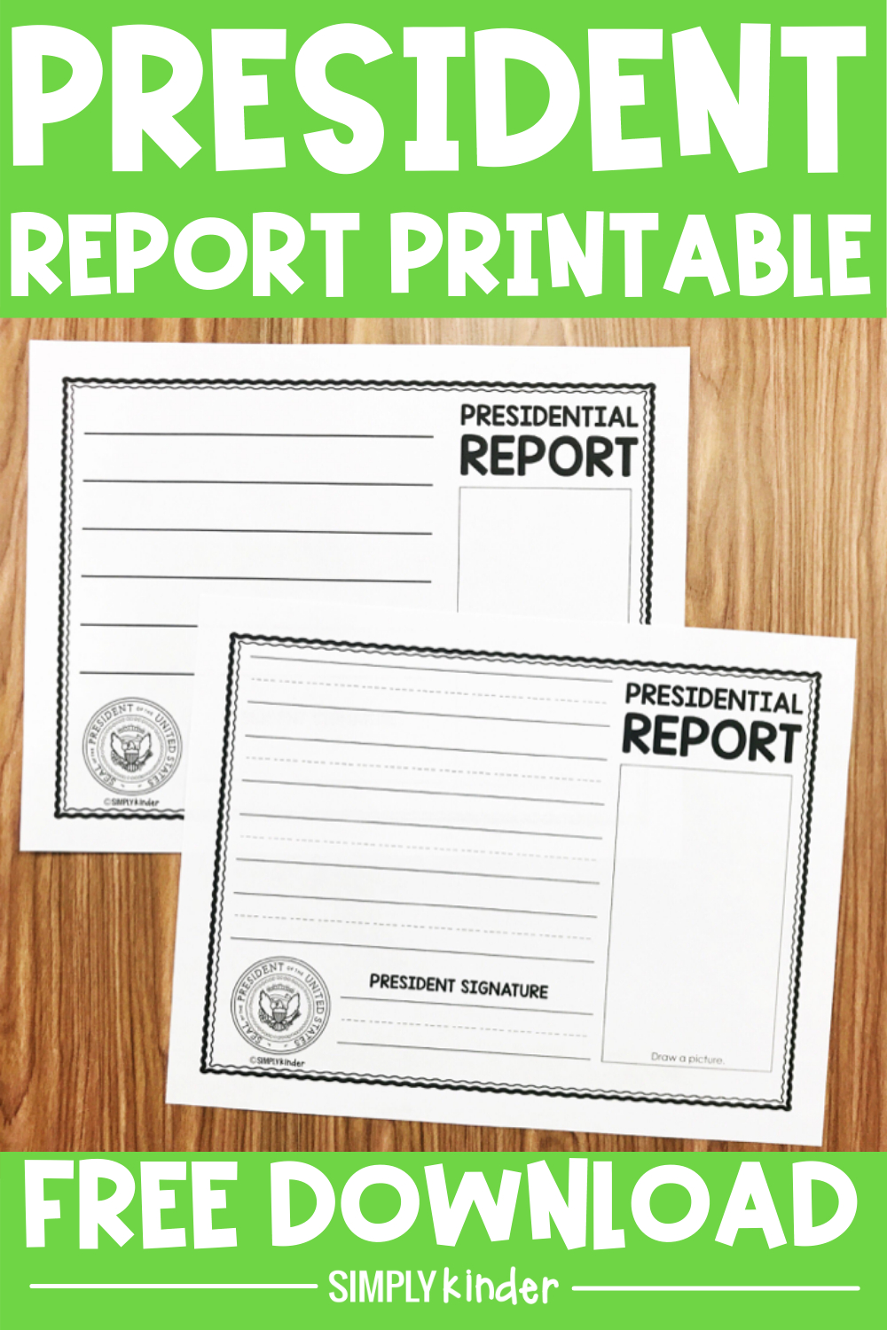 Free President Report - Simply Kinder for President Report Worksheet