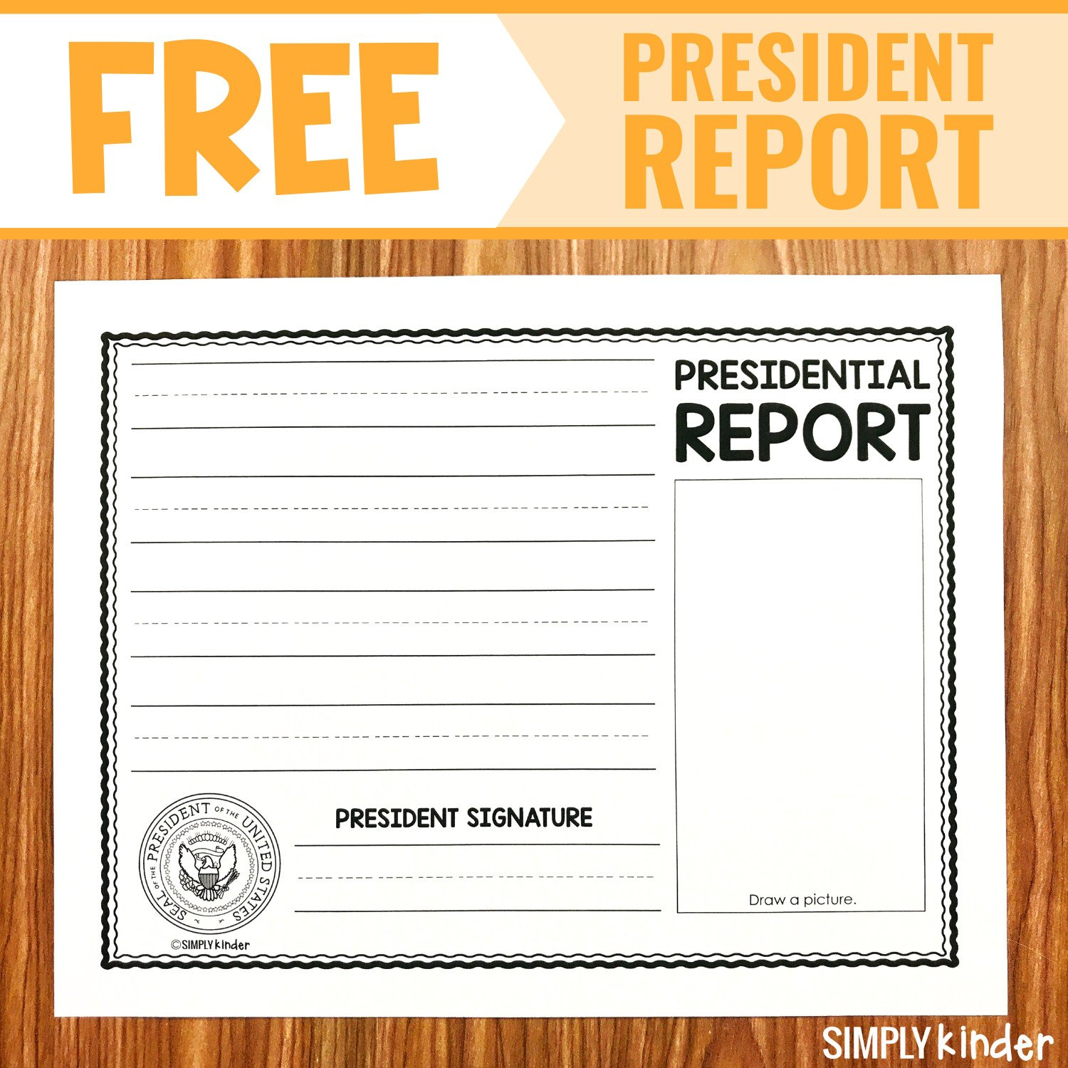 Free President Report - Simply Kinder within President Report Worksheet