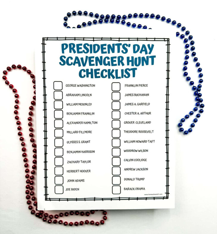 President Scavenger Hunt Worksheet