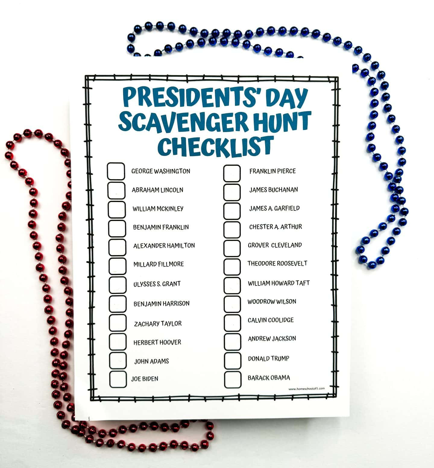 Free President&amp;#039;S Day Scavenger Hunt Printable inside President Scavenger Hunt Worksheet