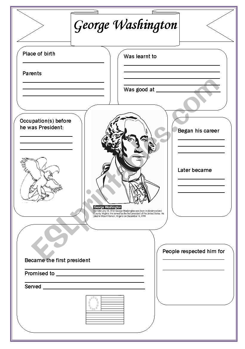 George Washington - Esl Worksheetsvetic inside Washington&amp;amp;#039;s Presidency Worksheet