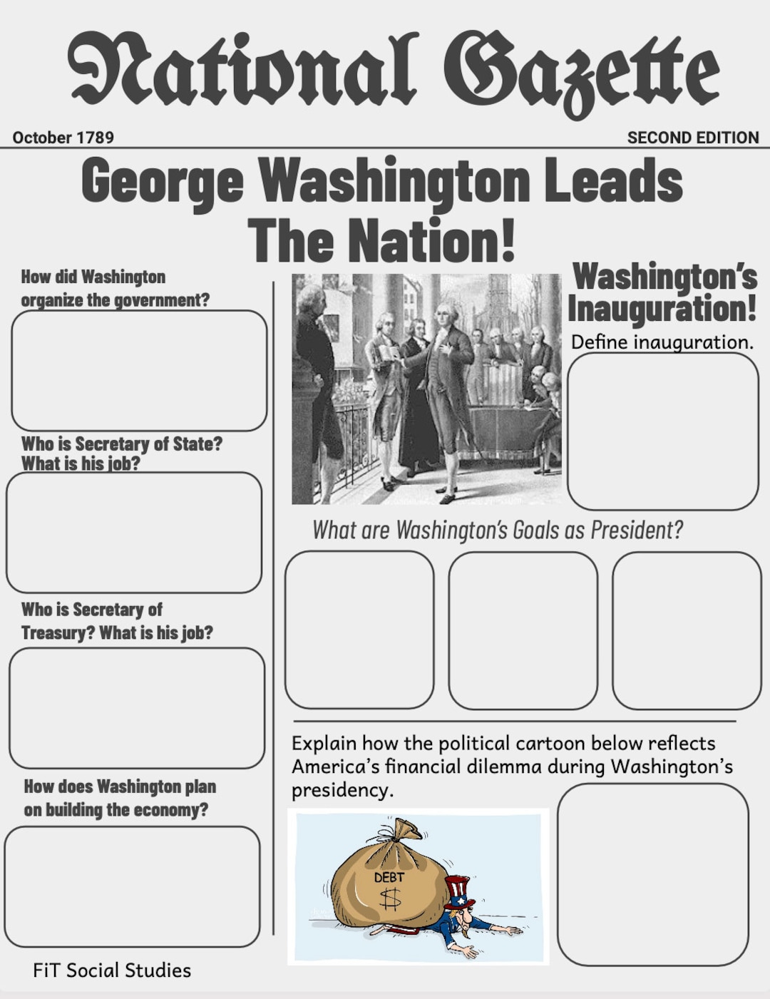 George Washington, Zeitung, Aktivität, Amerikanisch, Geschichte with George Washington Presidency Worksheet
