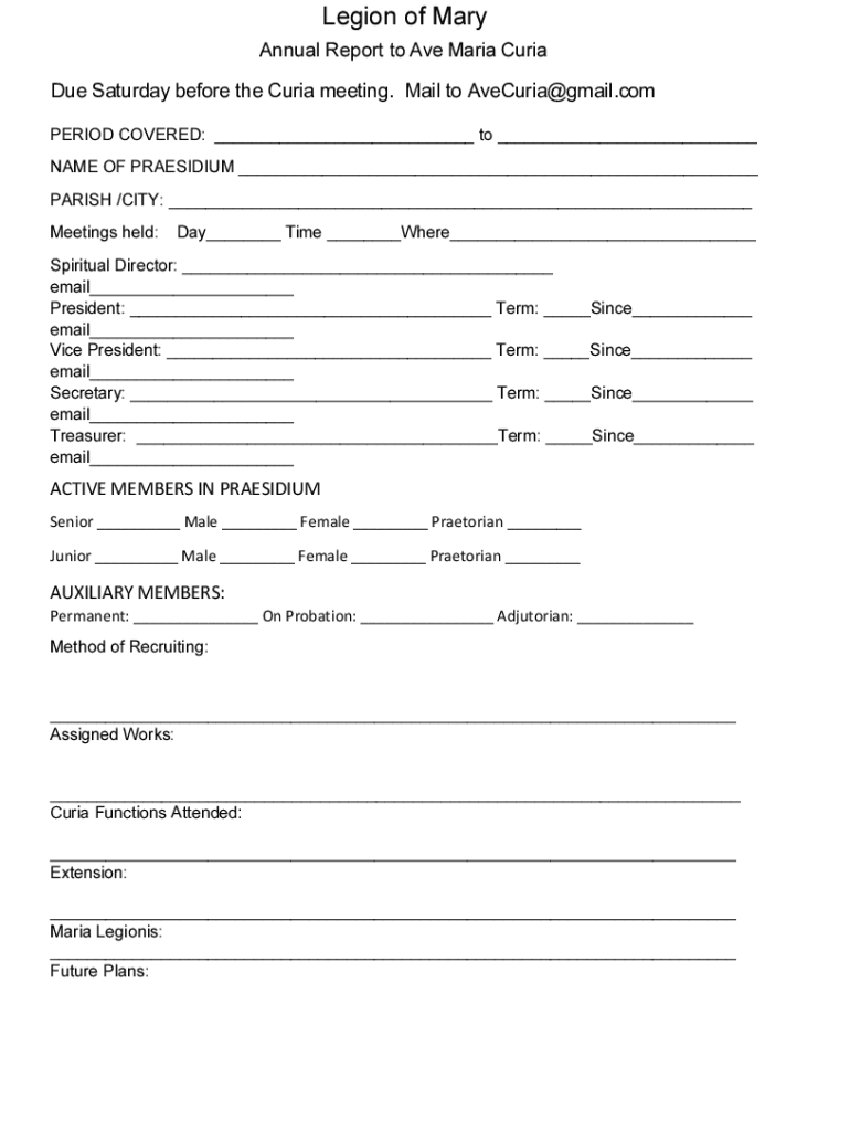 Legion Of Mary Forms - Fill Online, Printable, Fillable, Blank regarding Legion Of Mary President Worksheet