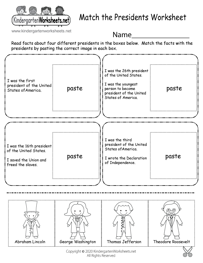 Match The Presidents Worksheet - Free Printable, Digital, &amp;amp; Pdf for Kindergarten President Worksheets