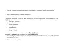 Presidency In Action: Chapter 14 Study Guide with The Presidency In Action Worksheet Answers