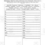 President'S Abc Order Worksheet #2 With List Of Presidents In Order Worksheet