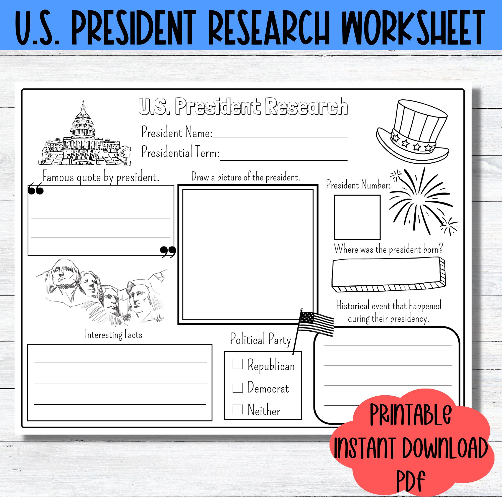 Presidents Day Activity Page Us President Research Worksheet with regard to History Channel the Presidents Worksheet
