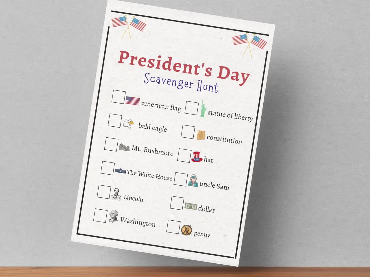 President&amp;#039;S Day Scavenger Hunt | Printable President&amp;#039;S Day Activity For  Kids | President&amp;#039;S Day Game For Children | Picture Scavenger Hunt intended for President Scavenger Hunt Worksheet