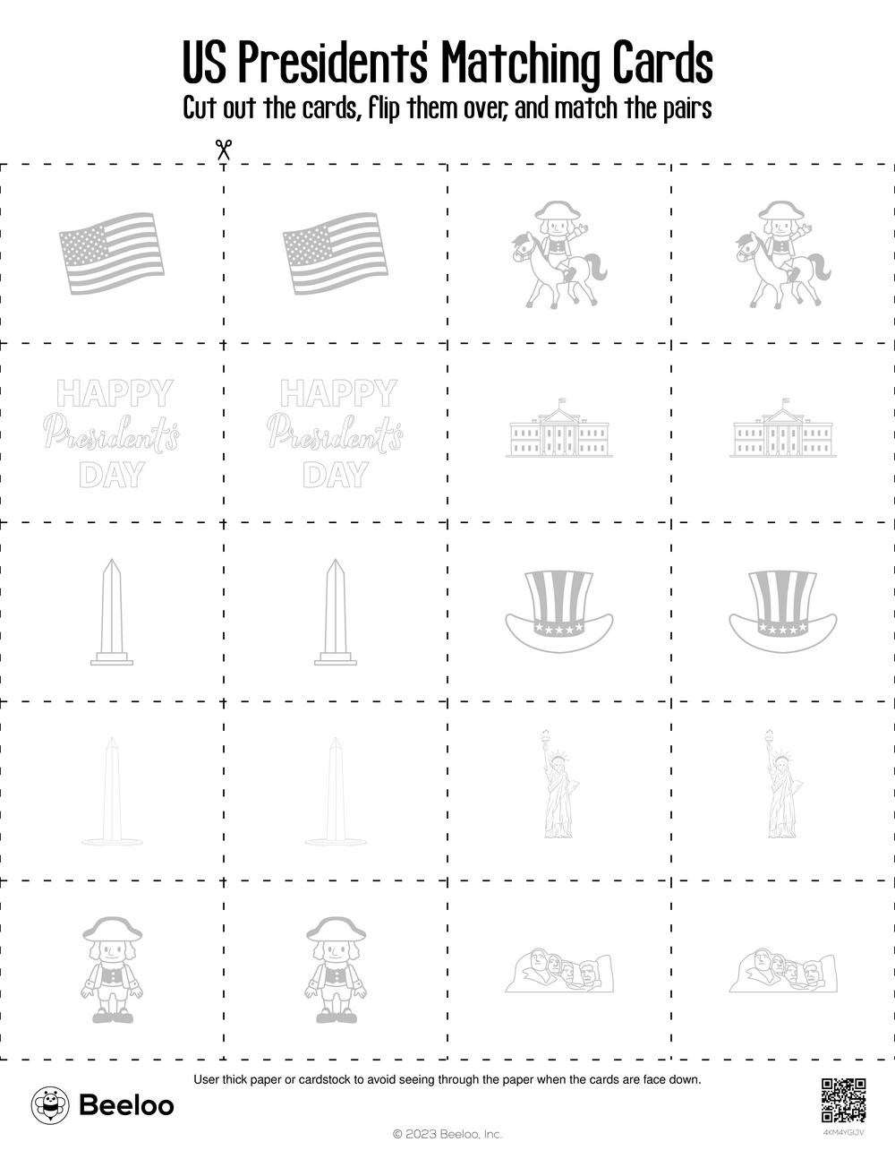 Presidents&amp;#039; Day-Themed Memory Games • Beeloo Printable Crafts And with regard to Presidents Day Worksheet Preschool