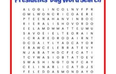Presidents' Day Word Search Free Printable Worksheet throughout President Day Worksheet Printable