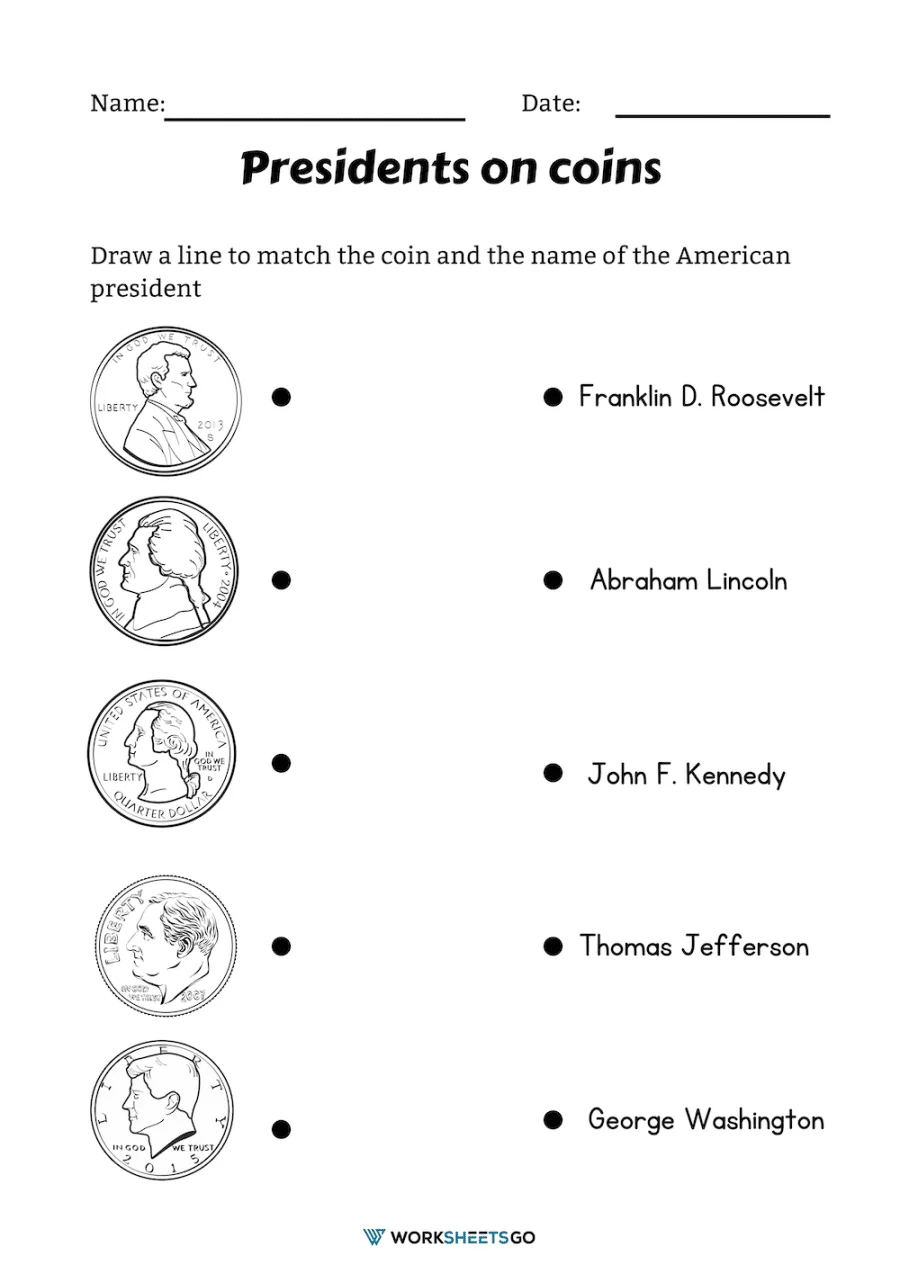 Presidents On Coins Worksheets | Worksheetsgo throughout Presidents On Coins Worksheet