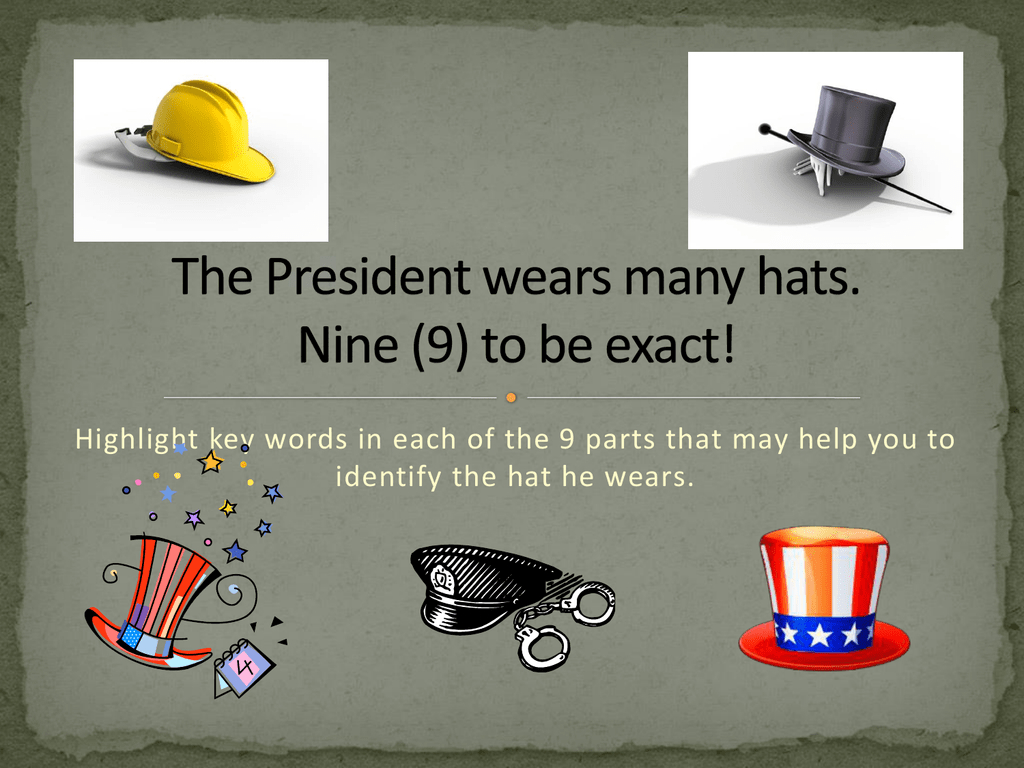 President&amp;#039;S Roles: Understanding The Many Hats pertaining to 7 Hats Of The President Worksheet