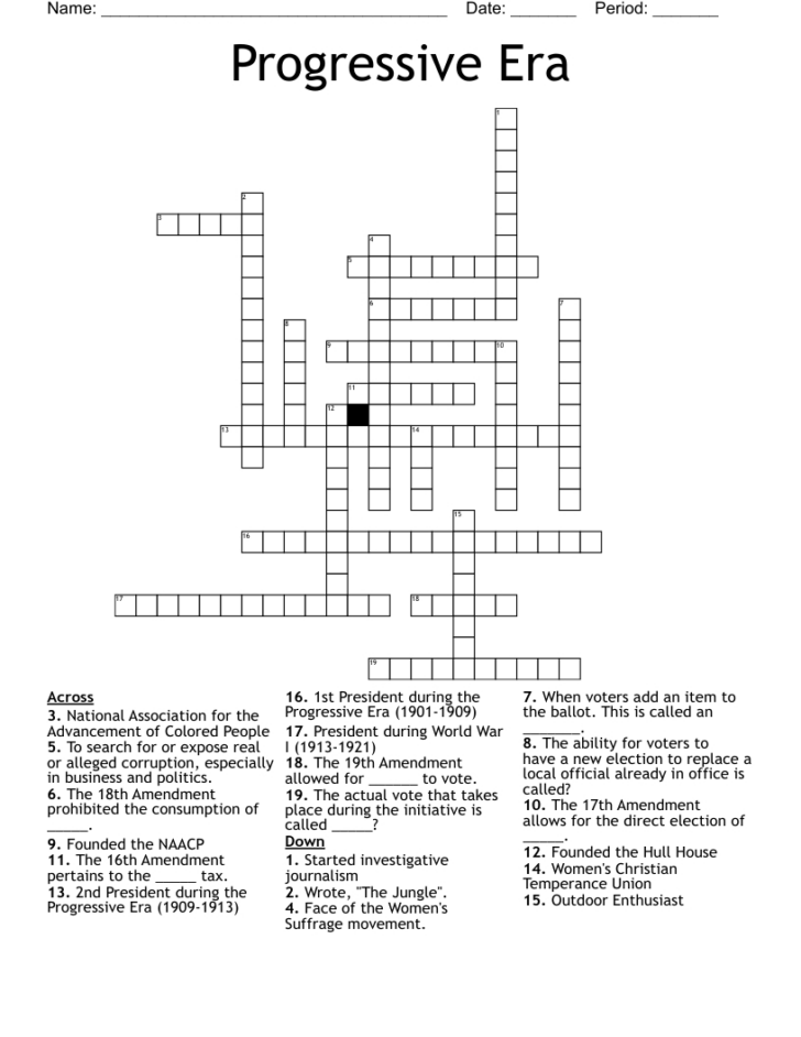 Progressive Presidents Worksheet Answers