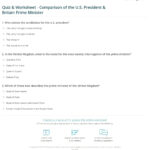 Quiz & Worksheet   Comparison Of The U.s. President & Britain Inside Popular Vs President Worksheet