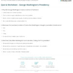Quiz & Worksheet   George Washington'S Presidency | Study In George Washington Presidency Worksheet